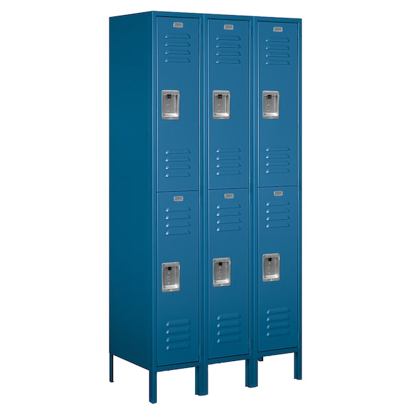 Wardrobe Locker, 36 in W, 18 in D, 78 in H, (3) Wide, (6) Openings, Blue